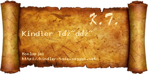 Kindler Tádé névjegykártya